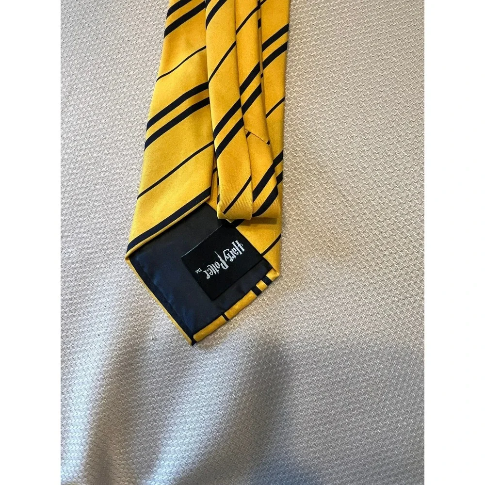 Harry Potter Hufflepuff House Necktie Yellow Striped Crest Halloween Costume Tie